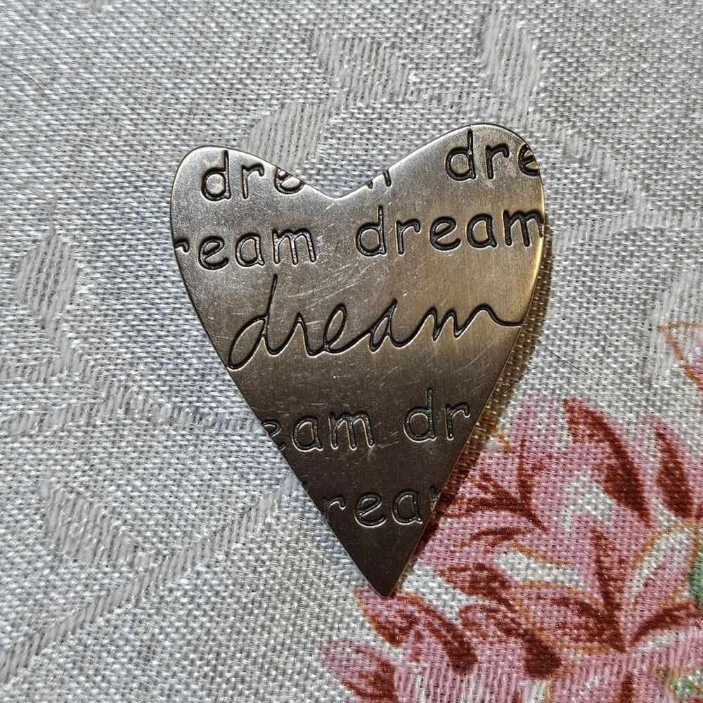 y2k boho fairy dream heart silver tone brooch